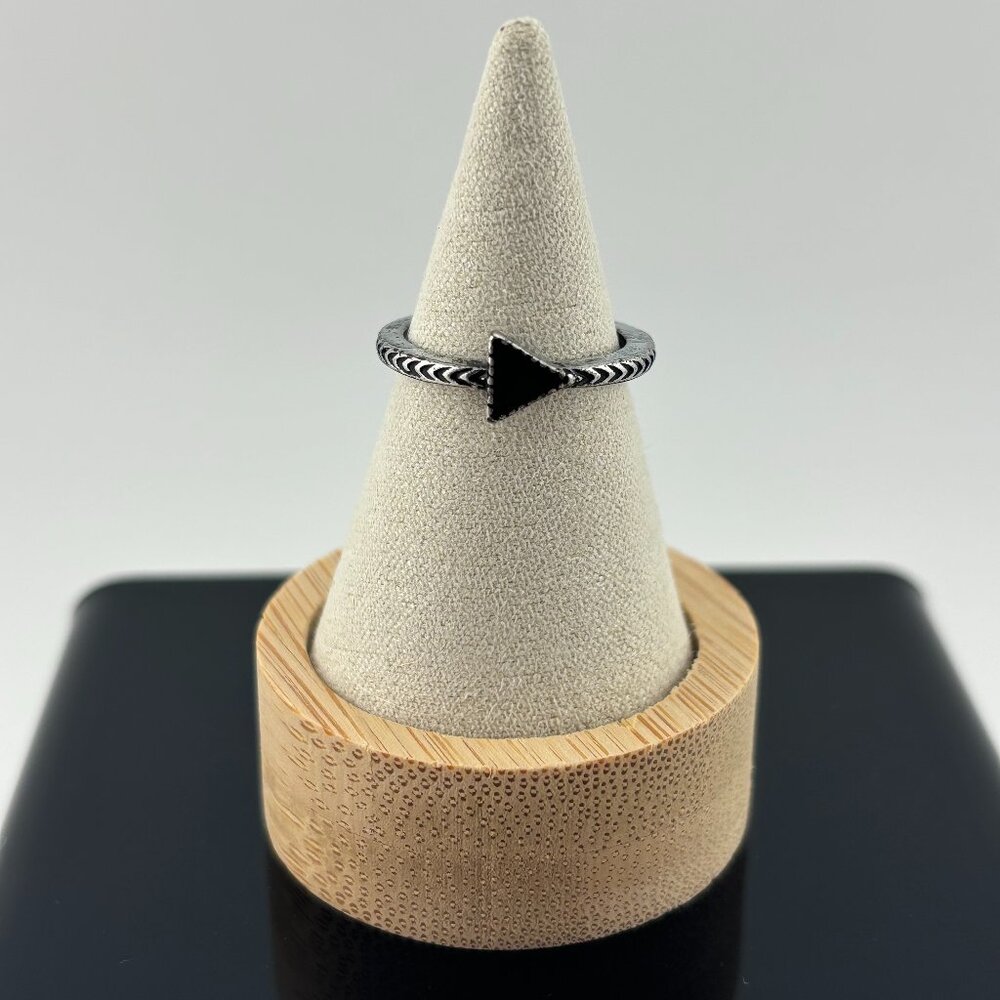 Silver Toned Black Arrow Ring